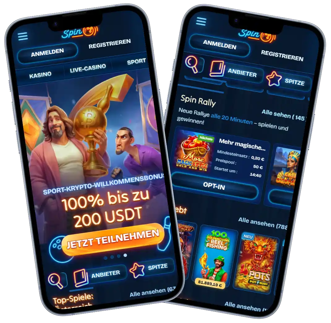 DudeSpin Casino Mobile Ansicht mit Sportwetten und Spielautomaten