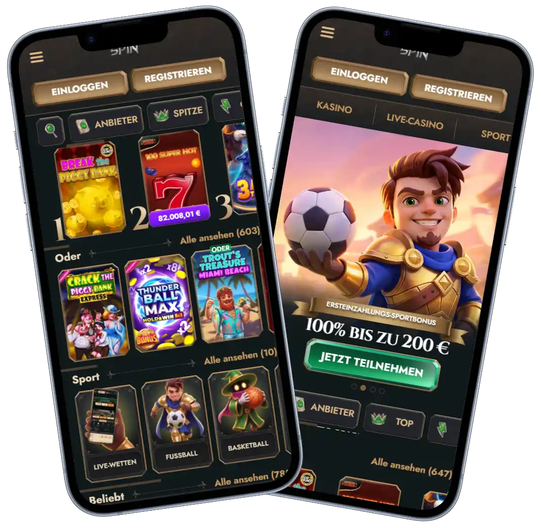 HeroSpin Casino Startseite mit Spielautomaten und Bonusaktionen